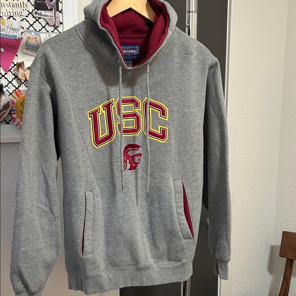 Champs Gray unisex USC Logo Hoodie with front pouch